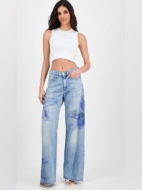 GUESS BELLFLOWER PRINTED WIDE -LEG JEANS